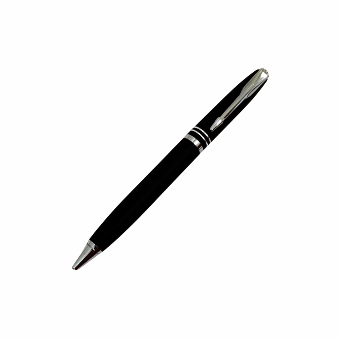 Elegance Pro Matte Black Metal Ball Pen with Silver Clip