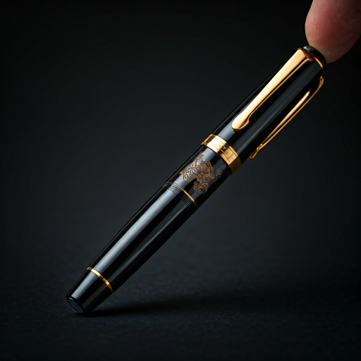 Close-up of a luxury pen being engraved
